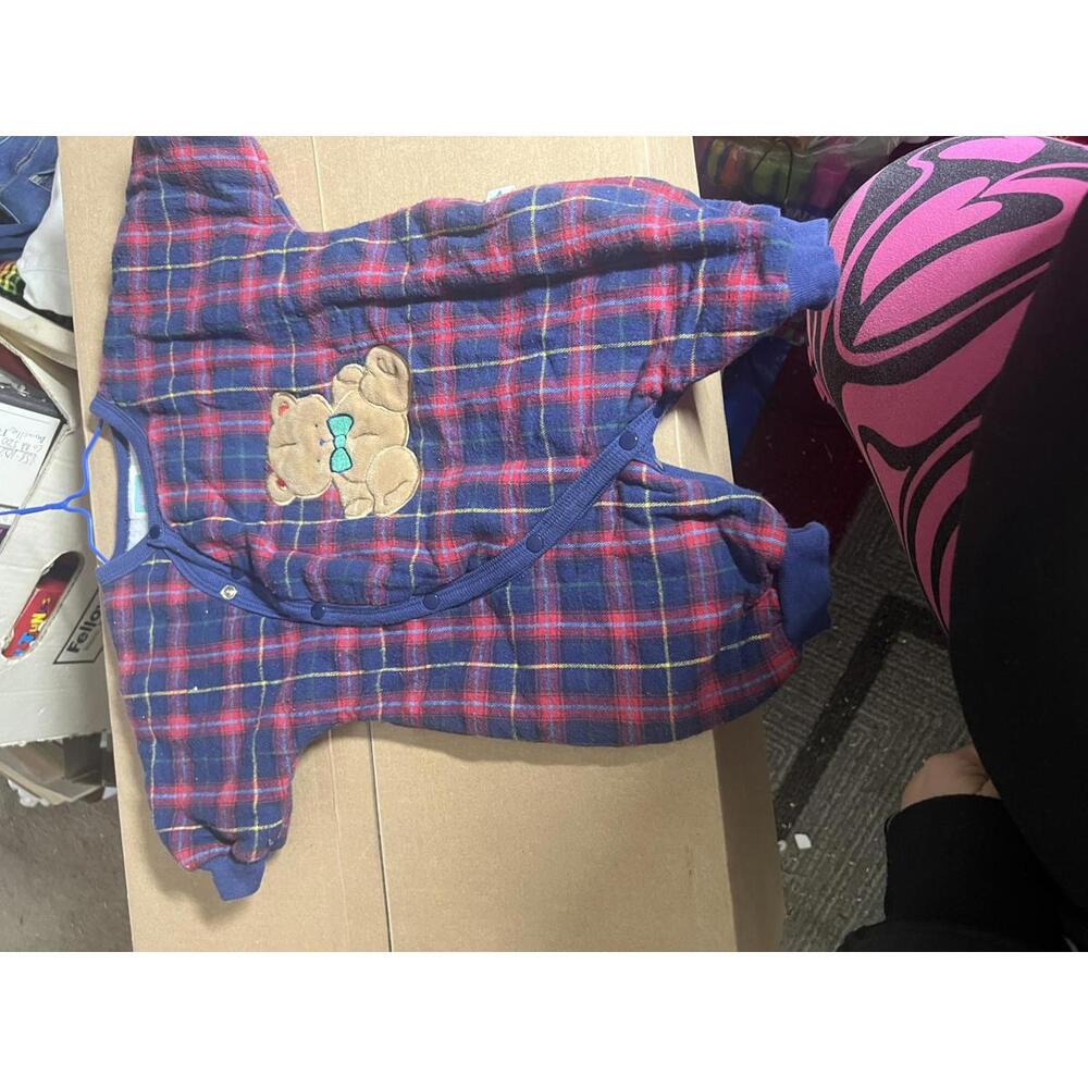 Little Me Baby Plaid Fleece One-Piece Footed Pajamas with Ap